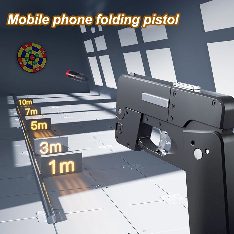 New Folding Mobile Phone Soft Bullet Gun Toy Children's Mobile Phone Deformation Toy Pistol with 2 Seed Bullets Children's Gift