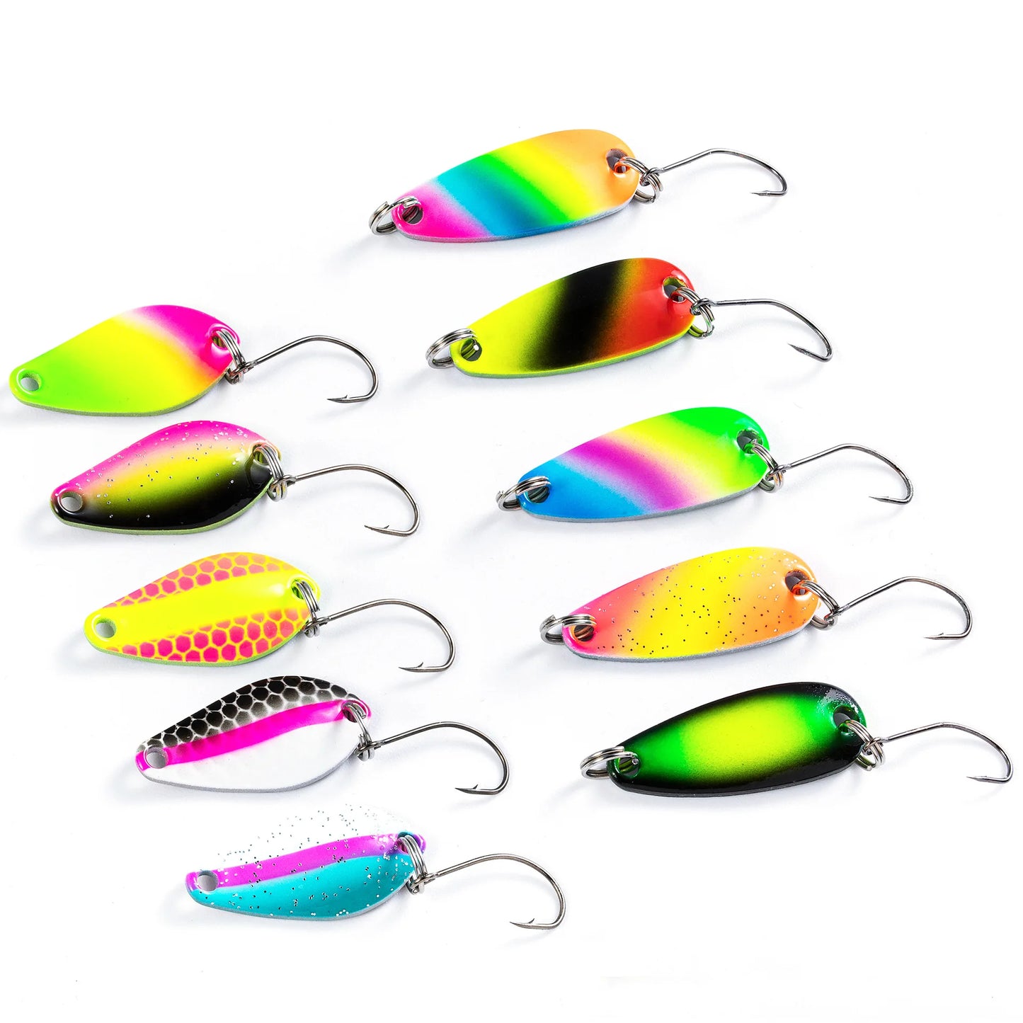 JYJ 2g 3g fishing kit jig spoon lure bait,hard metal spinner wobbler spoon trout bass area fishing gear lure spoon bait