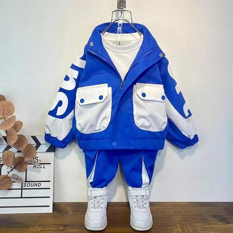 Boys Clothing Set Jacket Suit Spring and Autumn Clothing Children's Sportswear Set Boys' Baby Coat Pants Two-piece Set 2024 New