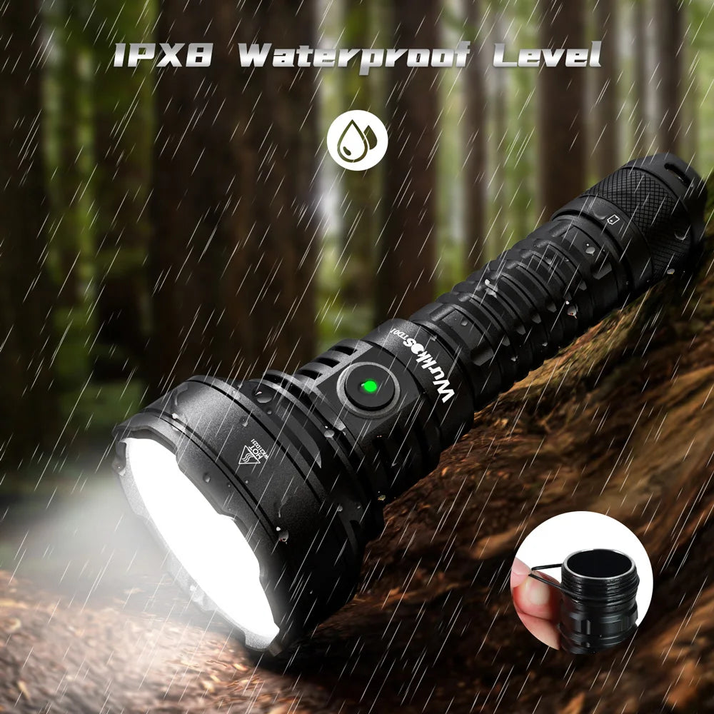 Wurkkos TD01 21700 Rechargeable Tactical Flashlight LED USB-C 2200Lm Torch PMMA Lens Throw 1039M IPX8 Waterproof EDC Tail Switch