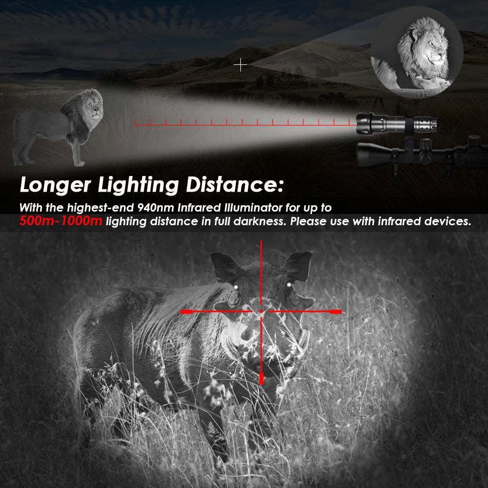 UniqueFire 2002D Vcsel LED IR 940NM 850NM Flashlight Zoom Hunting Fishing Night Vision Torch Rechargeable USB-C 18650 Battery