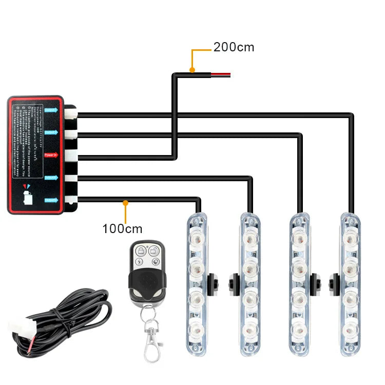 4led Strobe Led warning light police red blue flashing beacon CAR GRILLE SIGNAL LAMP Emergency lights Warning taillights Flasher