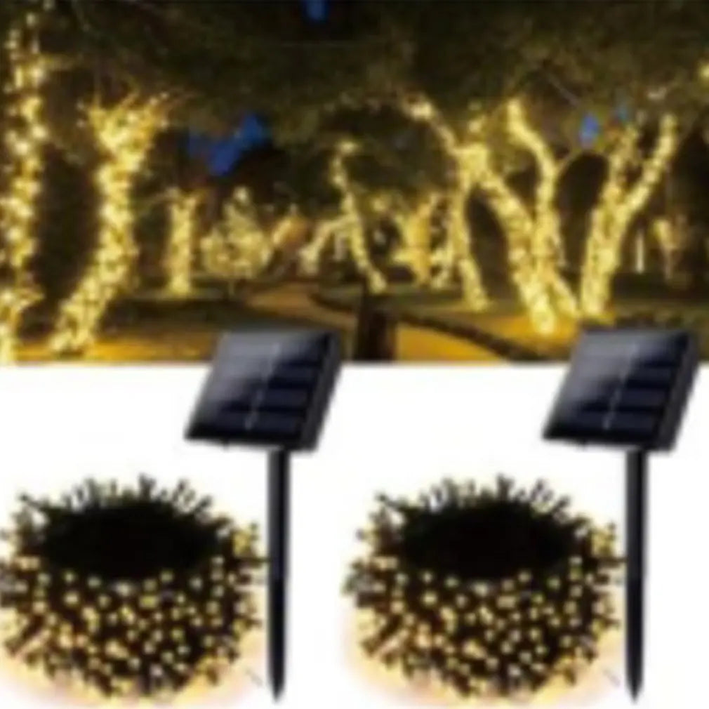 Extra-Long Solar String Lights Outdoor 2 Pack 100 LED Waterproof Copper Wire 8 Modes Fairy Lights for Tree Garden Xmas Wedding