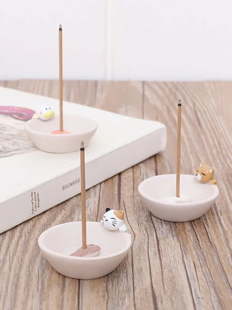 Cartoon Animal Incense Seat Small Incense Burner Trays Indoor Home Candlestick Stand Plate Bathroom Bedroom Cute Decoration