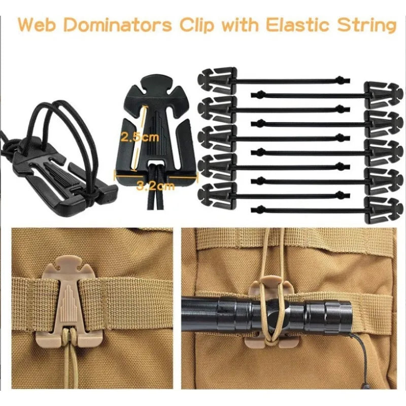 42 Pcs Molle  Accessory Set Tactical Gear Clip Outdoor Nylon Webbing Buckle Army Fan Multifunctional Mountaineering Buckle