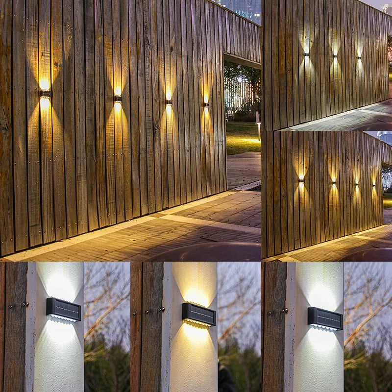 Solar Wall Lights Outdoor Warm/White Solar Wall Mount Porch Lamp Up And Down Lighting For Garden Street Landscape Balcony Patio