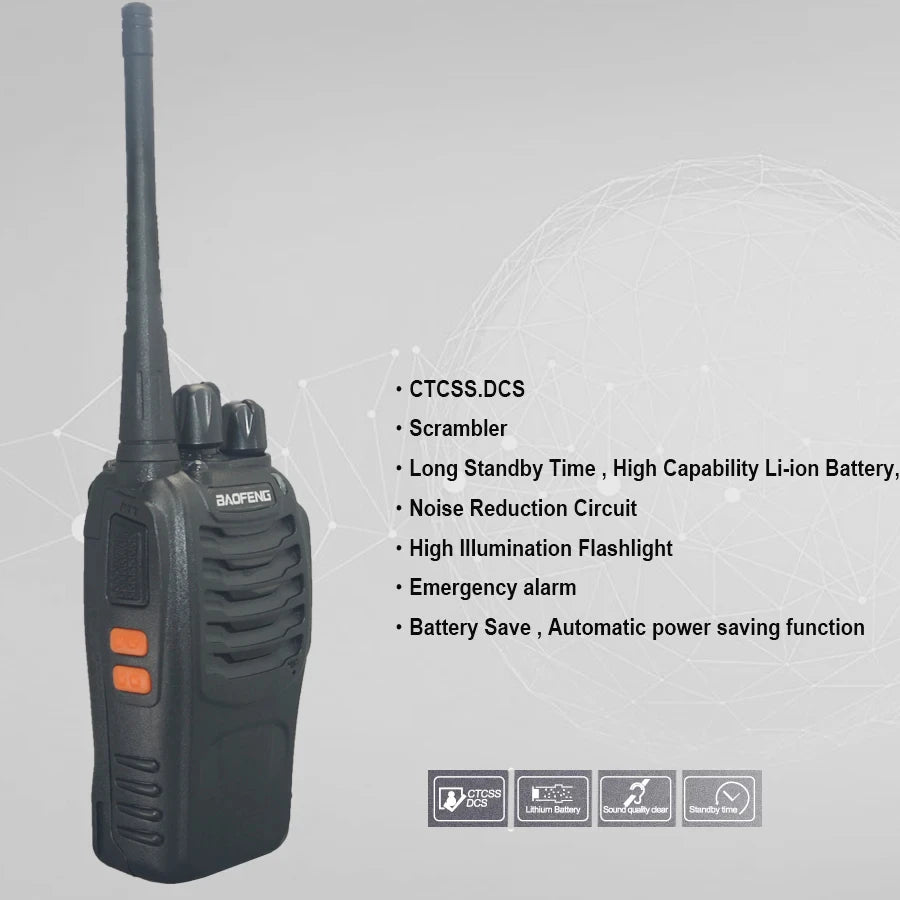 Baofeng BF 888S 1/ 2PCS Walkie Talkie UHF 400 470MHz Portable Long Range Two Way Ham Radios Receiver Transmitter Transceiver