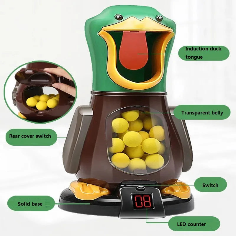 Hungry Shooting Duck Toys Air-powered Gun Soft Bullet Ball With Light Electronic Scoring Battle Games Funny Gun Toy for Kids