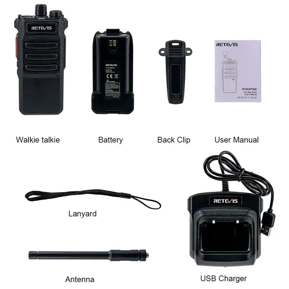 Retevis RT86 10W Walkie Talkie Long Range Communication Radios Walkie-talkie Professional Communicator Two-way Radio Long Reach