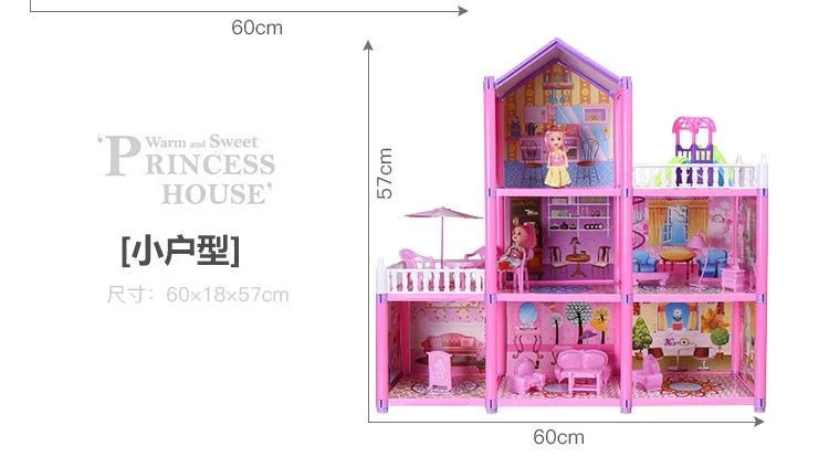 3D Princess Big Villa Handmade Diy Manual Montessori Dollhouses Assembled Children Gifts Puzzle Pretend Doll House Toys New