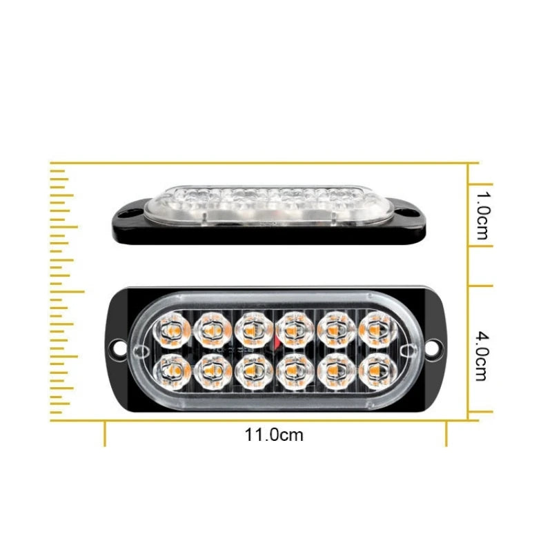 12LEDs Car Warning Light Emergency Side Lamp Strobe Light Waterproof Signal Lamp for Car Truck