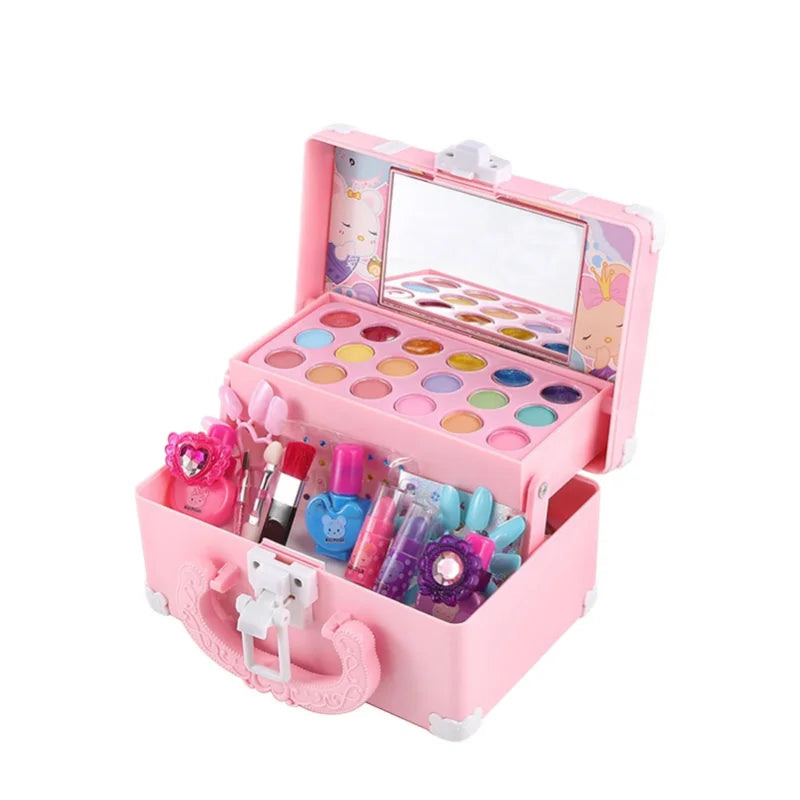 Kids Makeup Kit For Girl Washable Safe Cosmetics Toys Set Children Makeup Cosmetics Playing Box Play Set Safety Non-toxic Toys