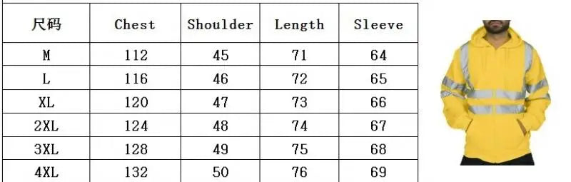 Men Reflective Strip Sanitation Overalls Fleece Hooded Jacket for Cold-Proof Outdoor Sweater Work Safety Coat Outdoor