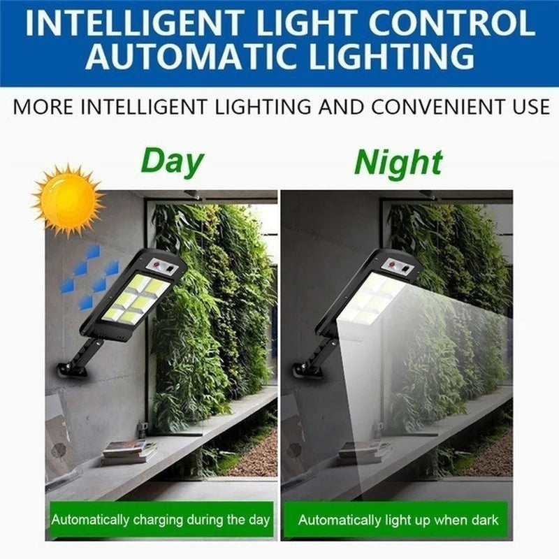 Solar Street Lights Outdoor, Solar Lamp With 3 Light Mode Remote Control Waterproof Motion Sensor Lighting for Garden Patio Path