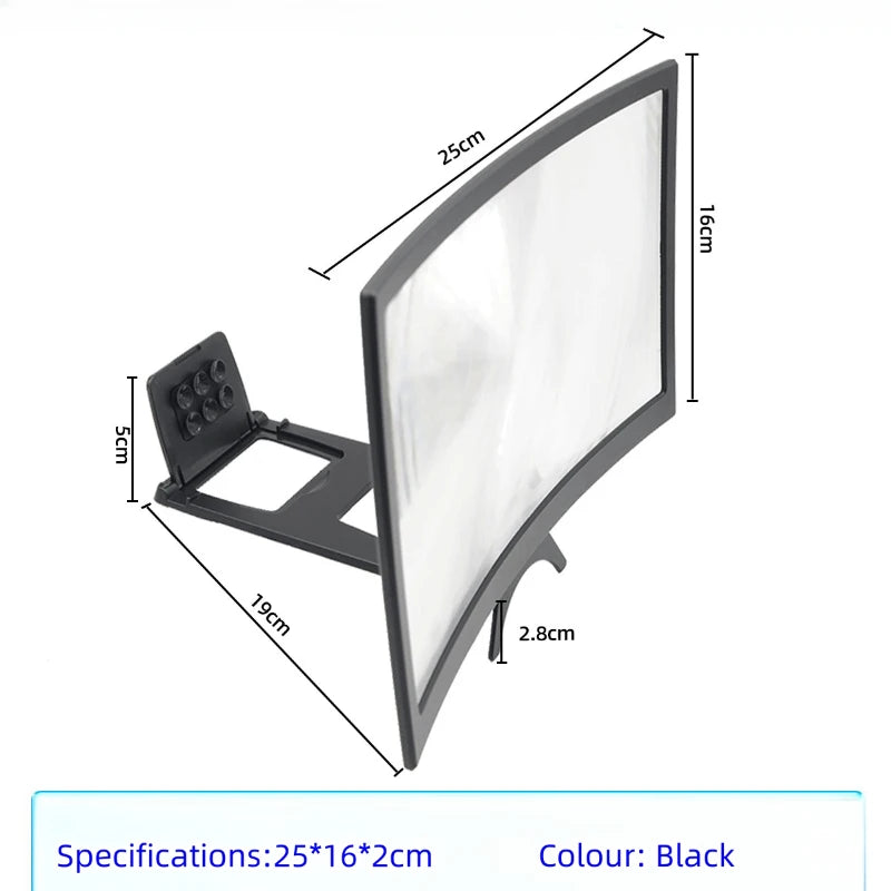 Universal Mobile Phone Curved Screen Magnifier 12-inch Curved Screen Magnifier Mobile Phone Portable Desk Holder Ultra Clear