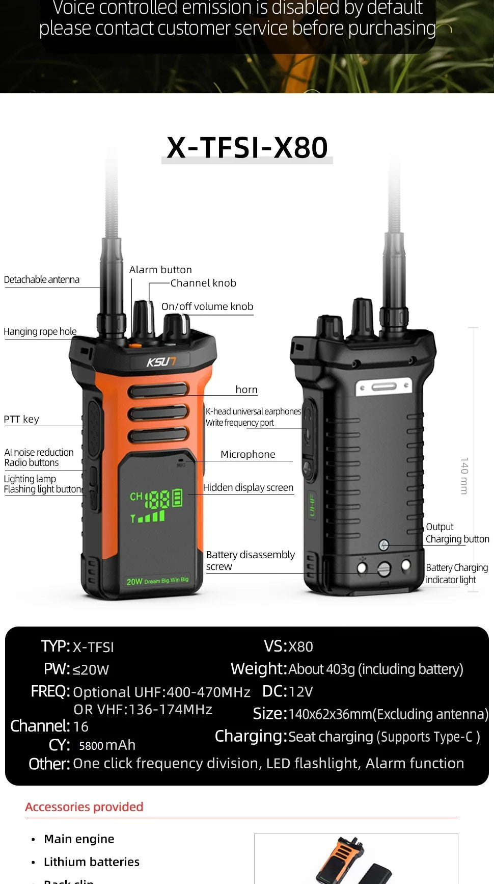 KSUT Professional Radio Walkie Talkie 20Watt Long Range Powerful Two Way Radio Station Portable UHF Transceiver Wireless Device