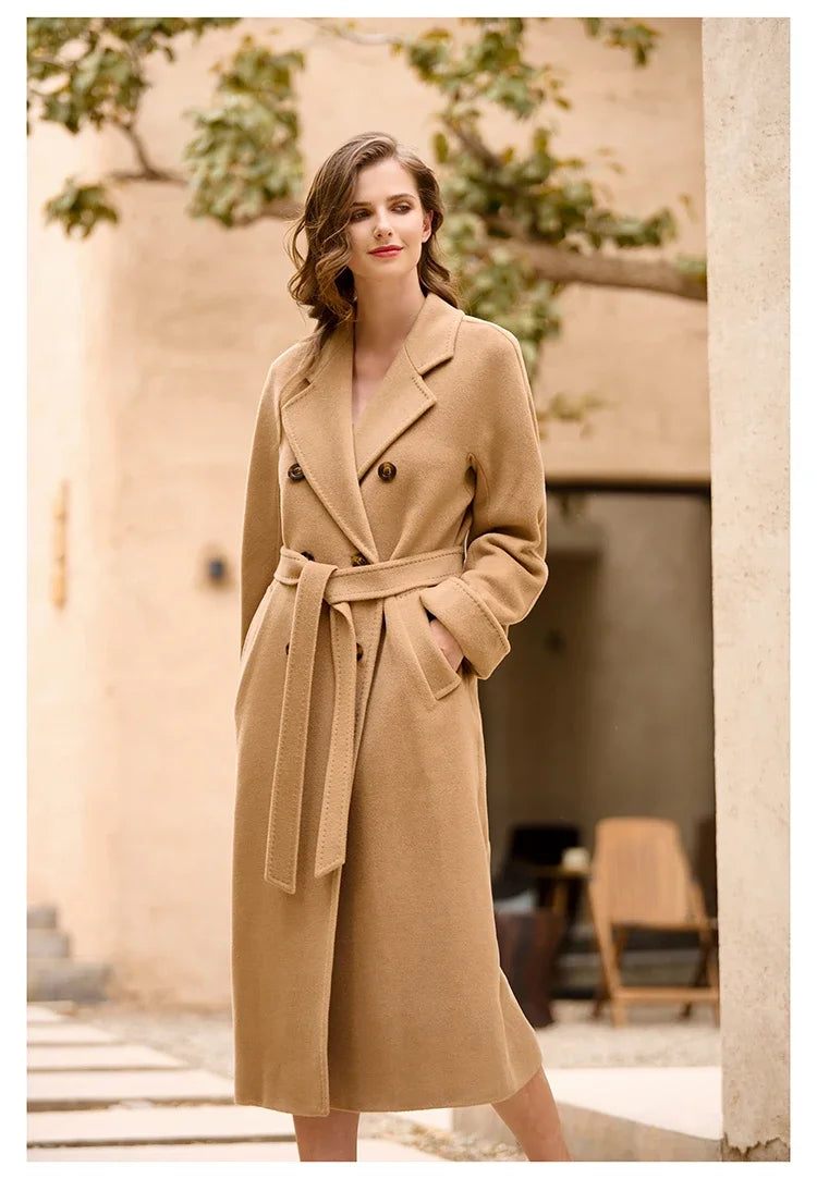 Women's Coat Double-sided 10% Cashmere 90% Wool Women's Long Coat Jacket, 2024 Winter New Long Cashmere Coat Women