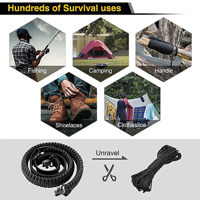 Outdoor Rifle Sling 550 Paracord Sling Tactical 2 Point Sling with Tri-Lock Swivel Ar15 Shotgun Accessories Hunting Camping Gear