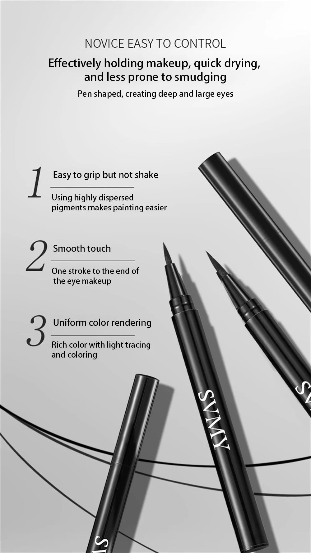 1/2/3PCS Small Gold Pen Quick-drying Eyeliner Waterproof Long-lasting Eyeliner Black/Brown Eyes Makeup Liquid Eyeliner Pencil