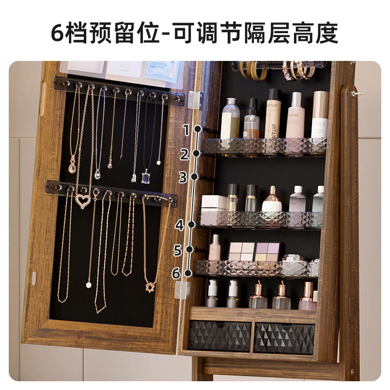 Dressing mirror, bedroom, multifunctional jewelry storage cabinet, household full body mirror, minimalist floor mirror