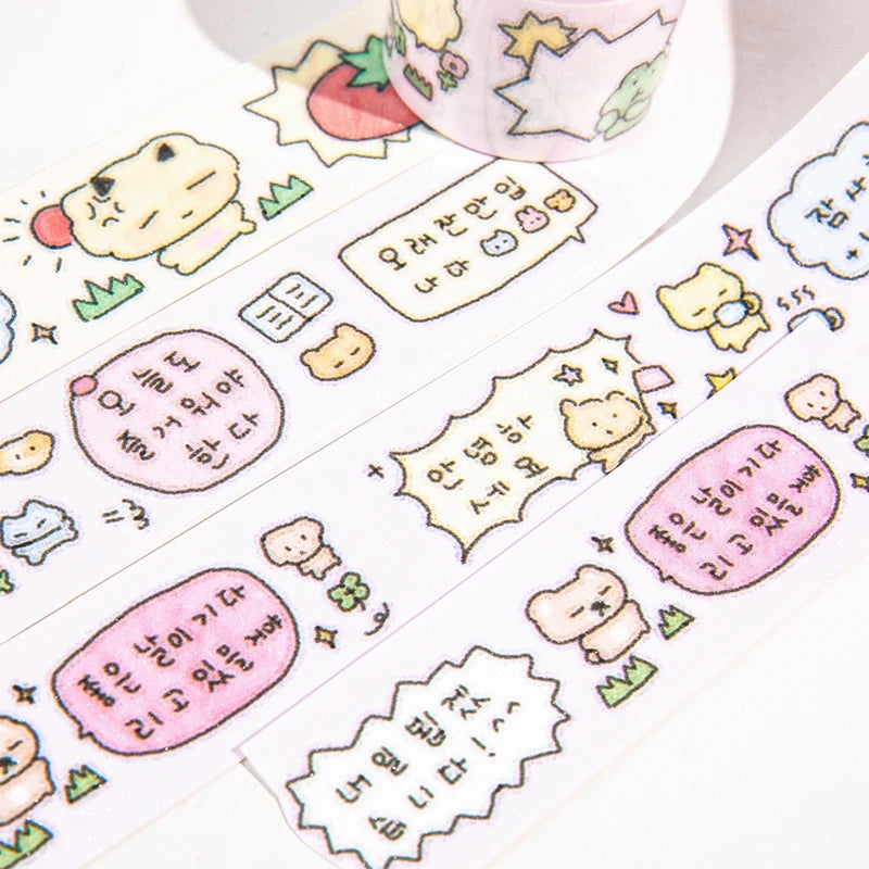 Cute Cartoon Washi Tape Flash Film Dialogue Hand Account Decorative Tape Collage Planner DIY Stationary Stickers