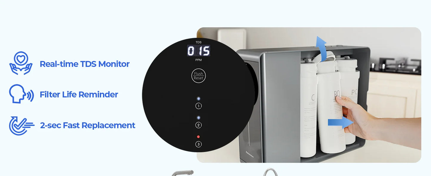 Tankless Reverse Osmosis System NSF Certifed TDS Reduction 500GPD RO Water Filter System Under Sink Reverse Osmosis Water Filtra