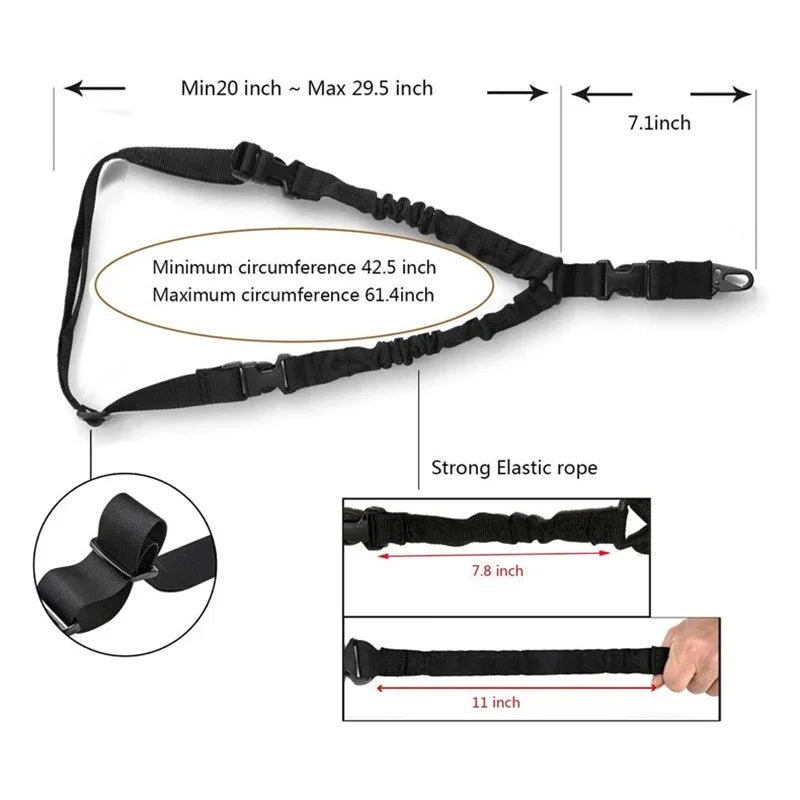 Tactical Single Point Gun Sling Shoulder Strap Rifle Rope Belt with Metal Buckle Shot Gun Ar15 Hunting Accessories Molle Gear