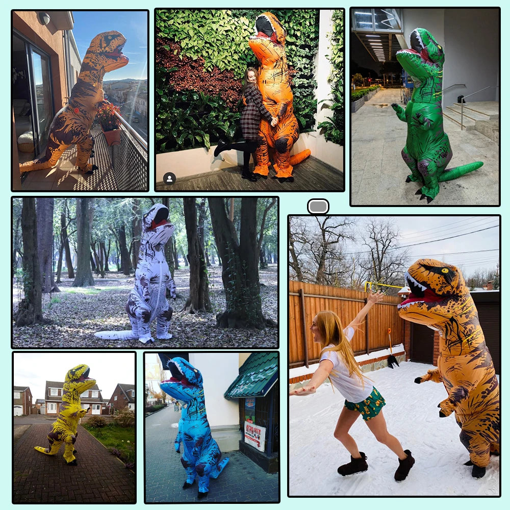 Halloween Mascot T-Rex Dinosaur Inflatable Costume Cartoon Doll Props Cosplay for Adult Kid Cosplay Christmas Funny Suits