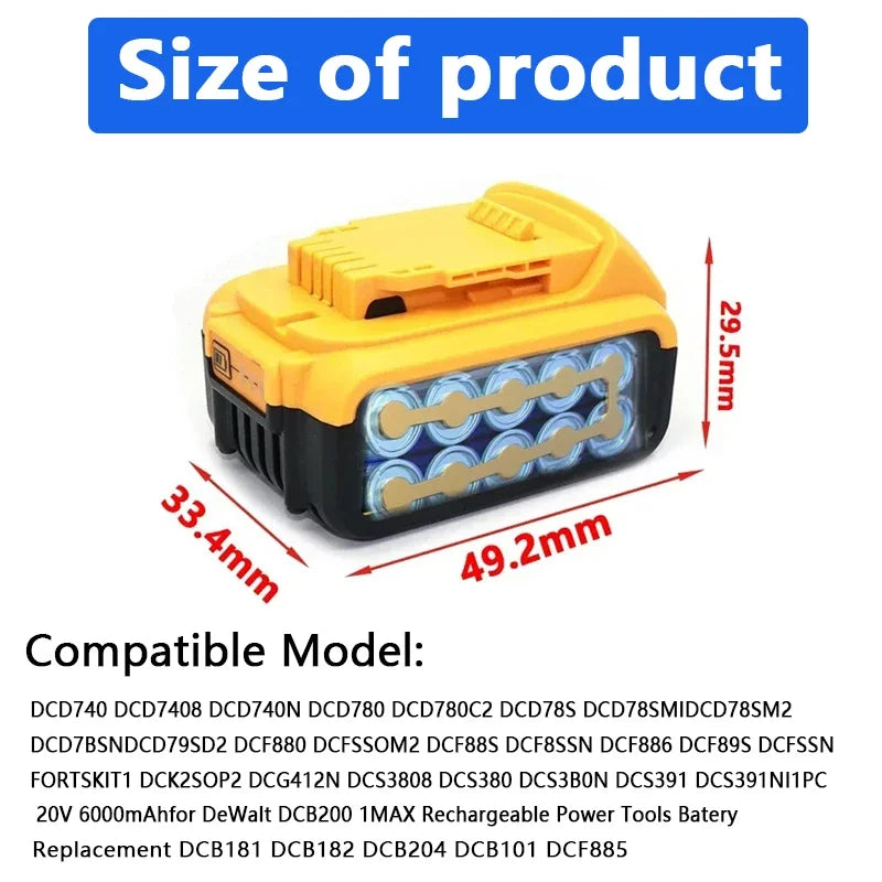 battery for Dewalt 18V 20V power Tools rechargeable electric tool Accessories Lithium batteries Replace DCB200 DCB184