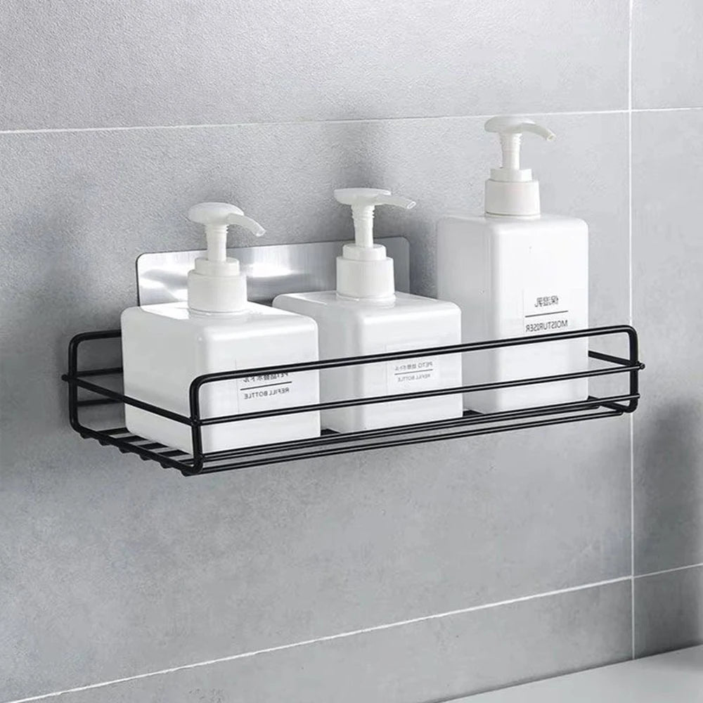 Wall Shelf Kitchen Organizer Shelves Bathroom Shelf Corner Iron Shower Caddy Storage Rack Shampoo Holder Bathroom Accessories