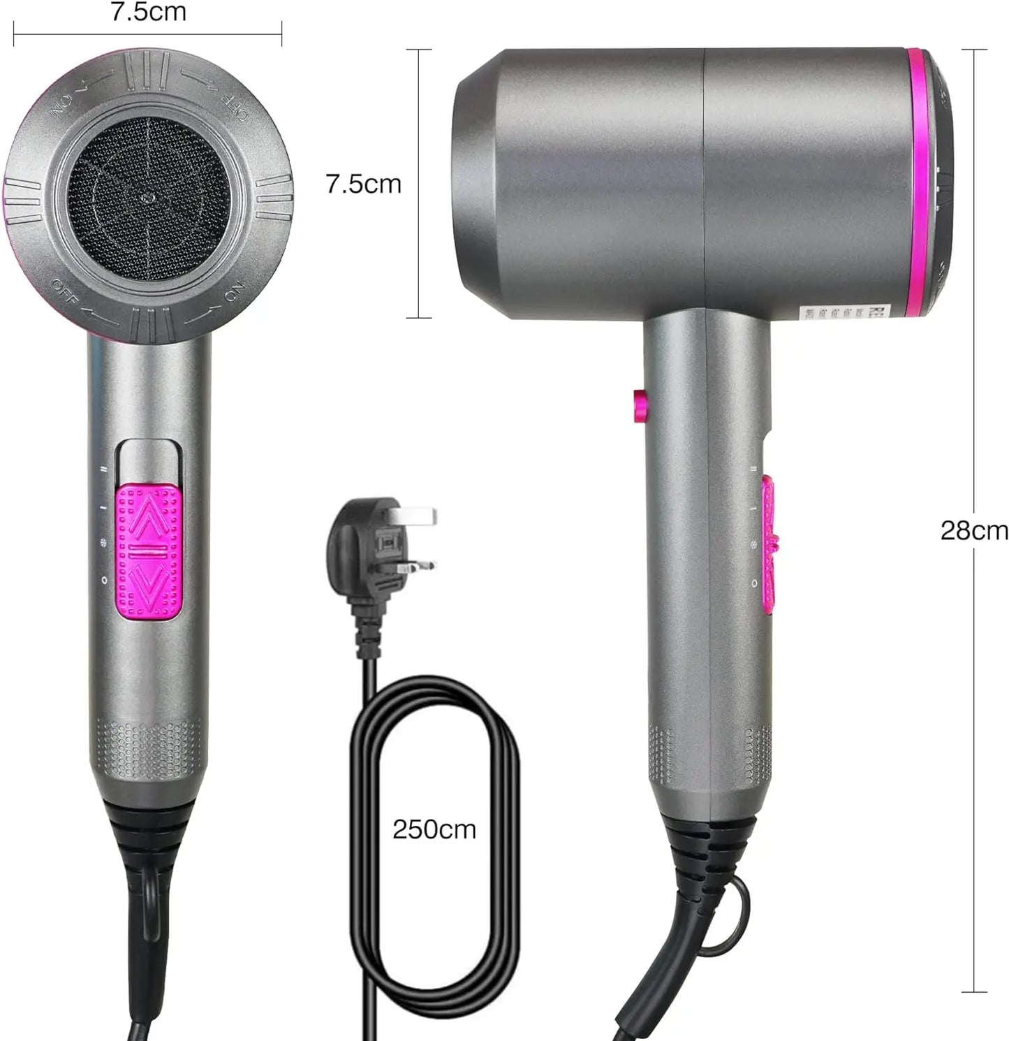 2000W Anion High-Speed Hair Dryers Styling Electric Turbine Safety Low Noise Quick Drying Cold Hot Wind Suitable For Home Salons