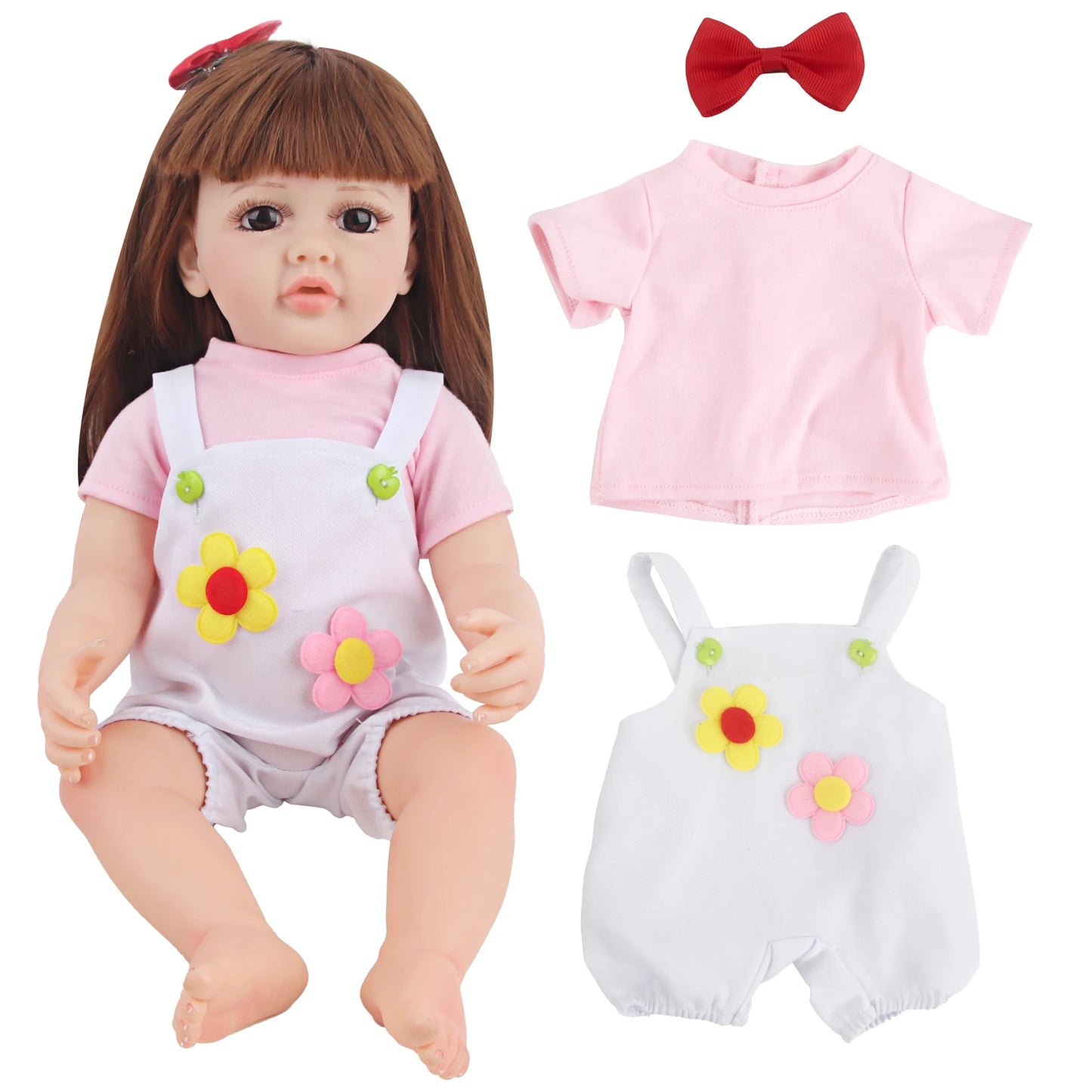 55CM 22 Inches Baby Reborn Girl Doll Full Body Soft Silicone Cute Newborn Dolls With Shoes,Clothes Girl's Best Gift Festival Toy