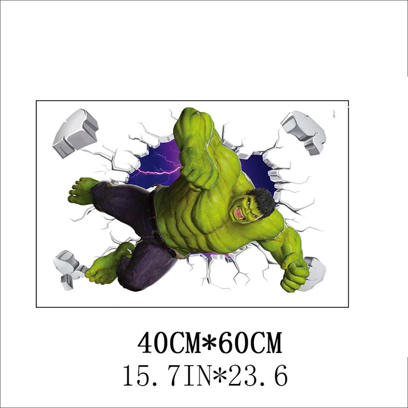 3D Cartoon Hulk Marvel Avengers Wall Stickers For Kids Rooms Living Room Bedroom Wall Decoration SuperHero Movie Poster