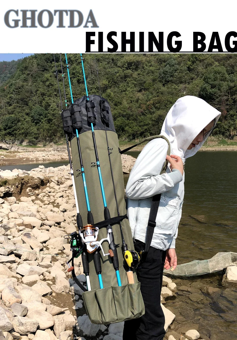 Adjustable Strap Fishing Multifunction Case Fishing Bag Fishing Rod Outdoor Fishing Rod Storage Bags Travel Carry Case Pesca