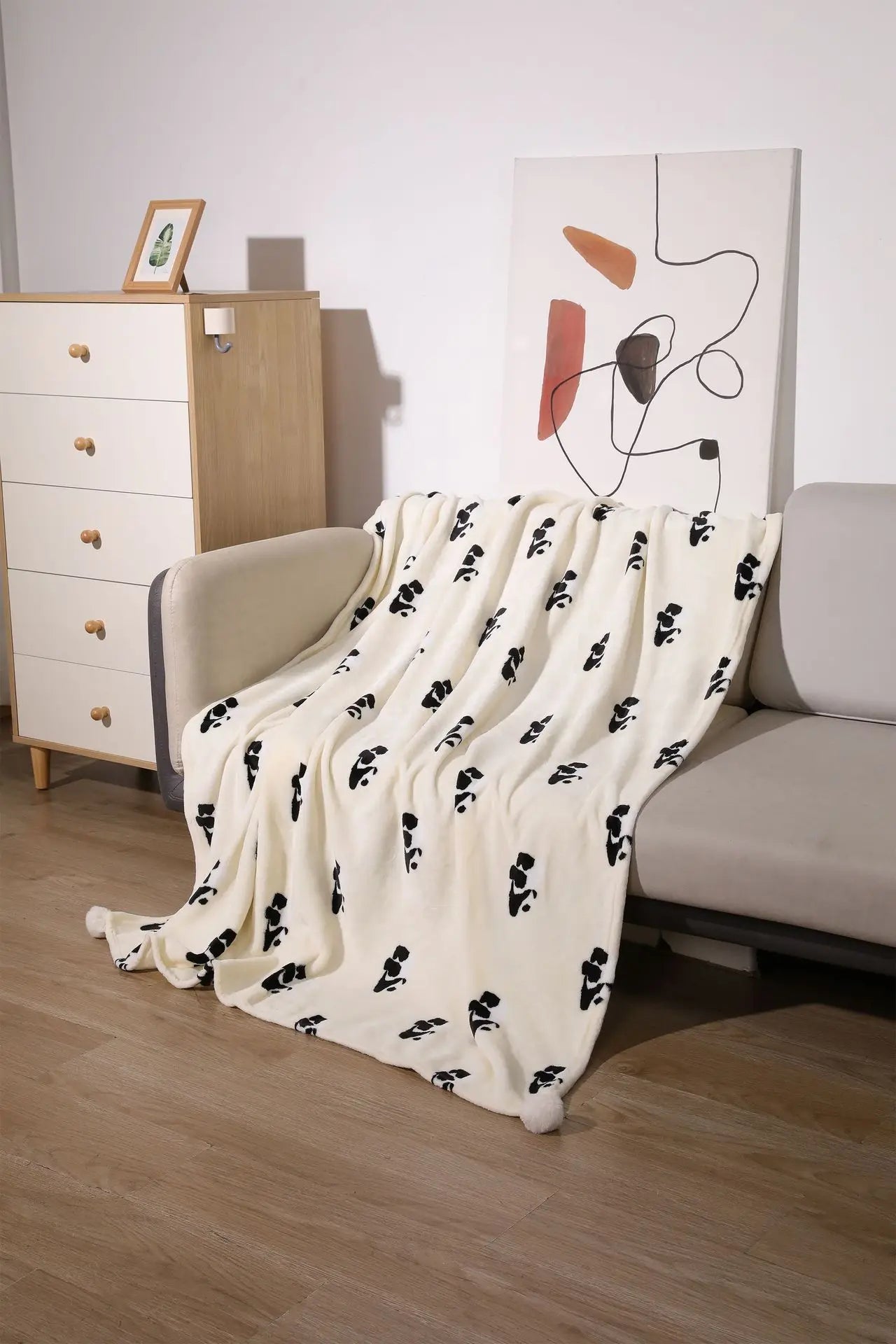 Cartoon Panda Blanket Double-sided Flannel Quilt Thickened Student Dormitory Air Conditioning Woollen Carpet Flannel Polyester