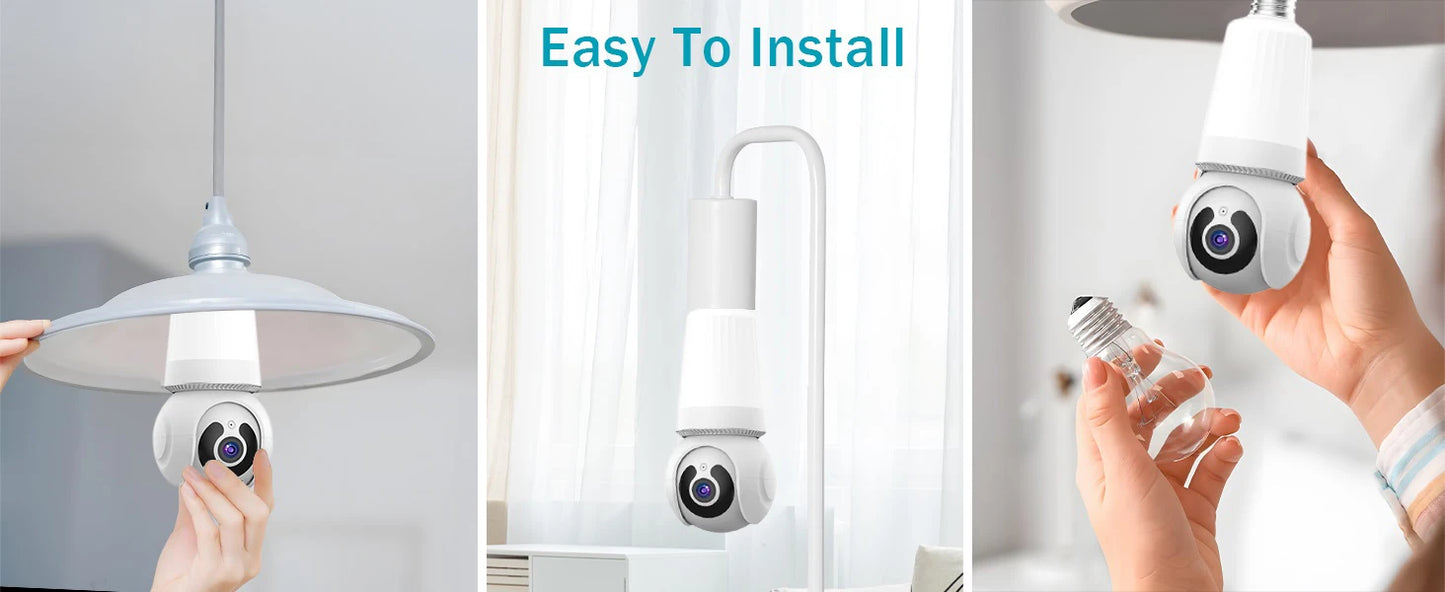 8MP Wifi E27 Bulb Surveillance Camera Wireless Color Night Vision Automatic Human Tracking Security Baby Monitor CCTV IP Camera