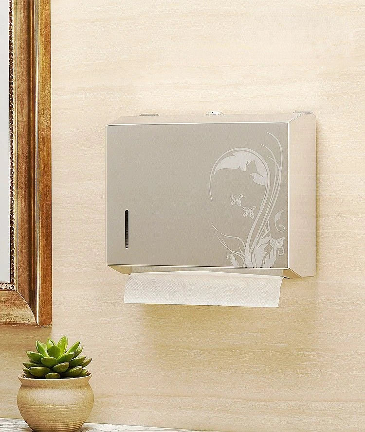 Metal Tissue Holder Gold Paper Towel Dispenser Toilet Paper Holder Box Bathroom Stainless Steel Wall-mounted Without Punching