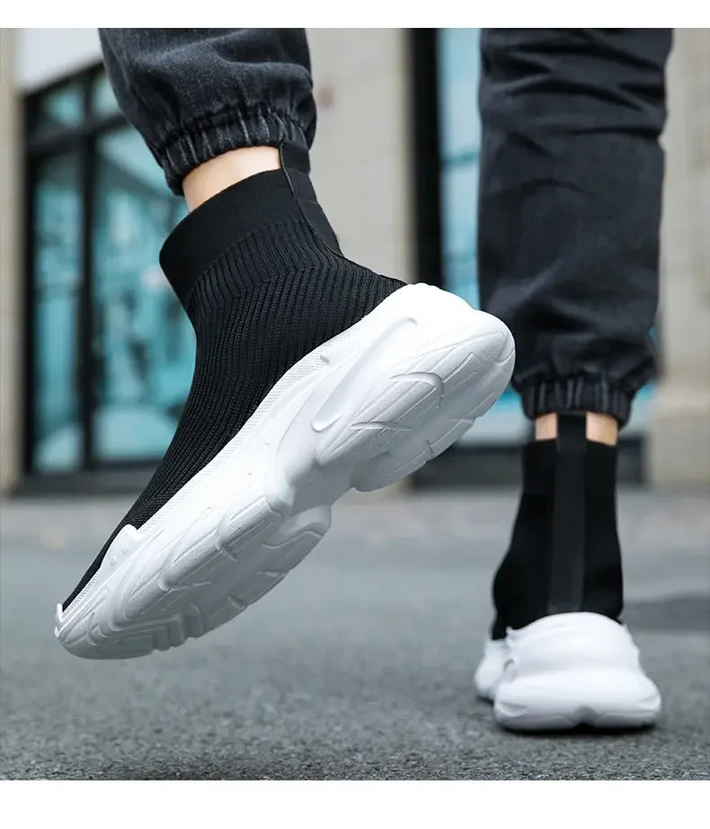 Sneakers for Men Fashion High Top Sock Shoes Autumn New Breathable Casual Shoes Outdoor Platform Anti Slip Walking Shoes 2023