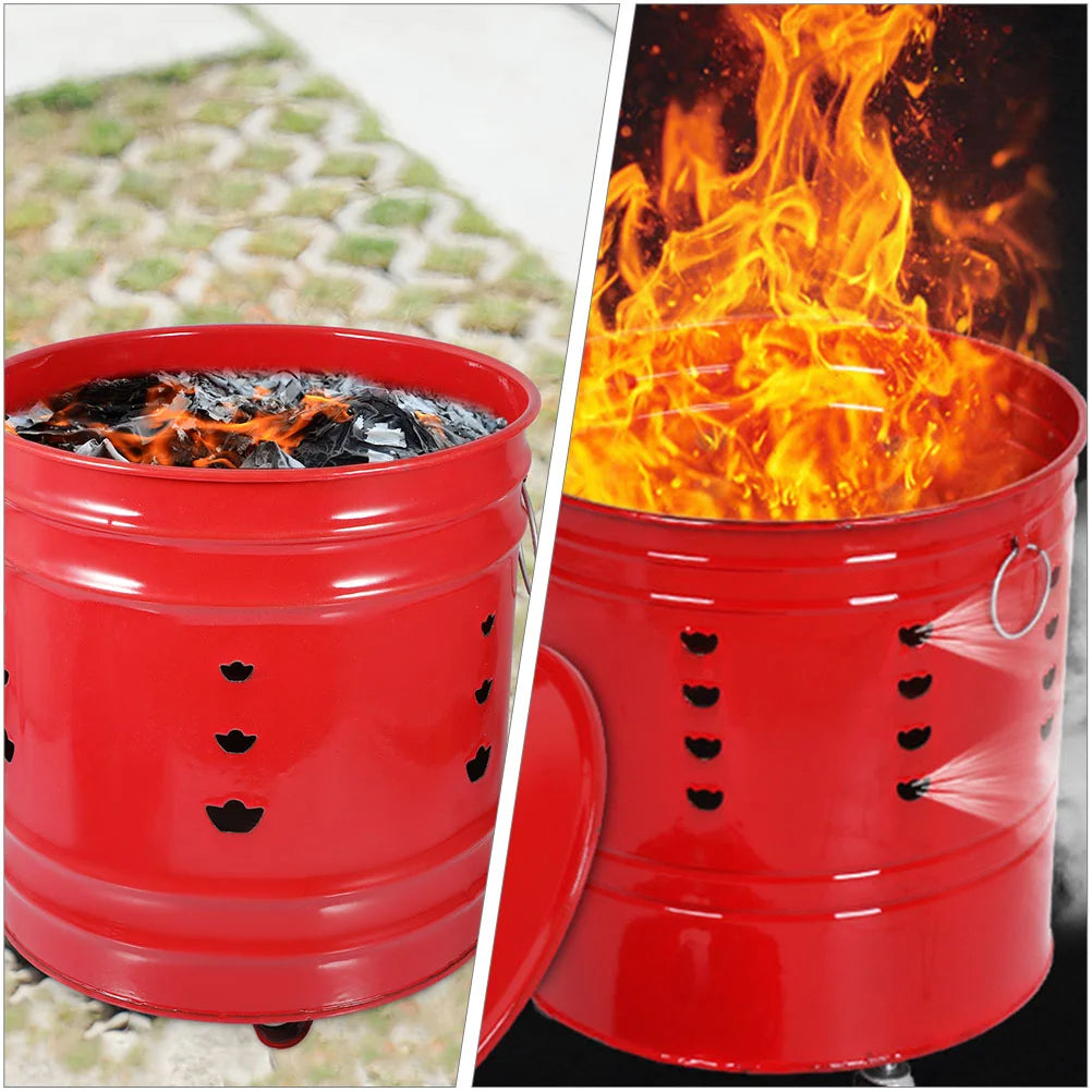 Burn Incinerator Fire Barrel Cage Pit Burning Can Bin Yard Garden Bucket Waste Outside Barrels Metal Bonfire Paper Leaves