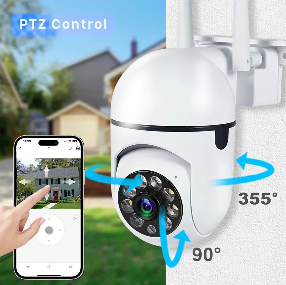 5MP PTZ Wifi IP Camera Outdoor Wireless Surveillance Cameras AI Human Tracking Two Way Audio 4X Zoom Color Night Vision Security