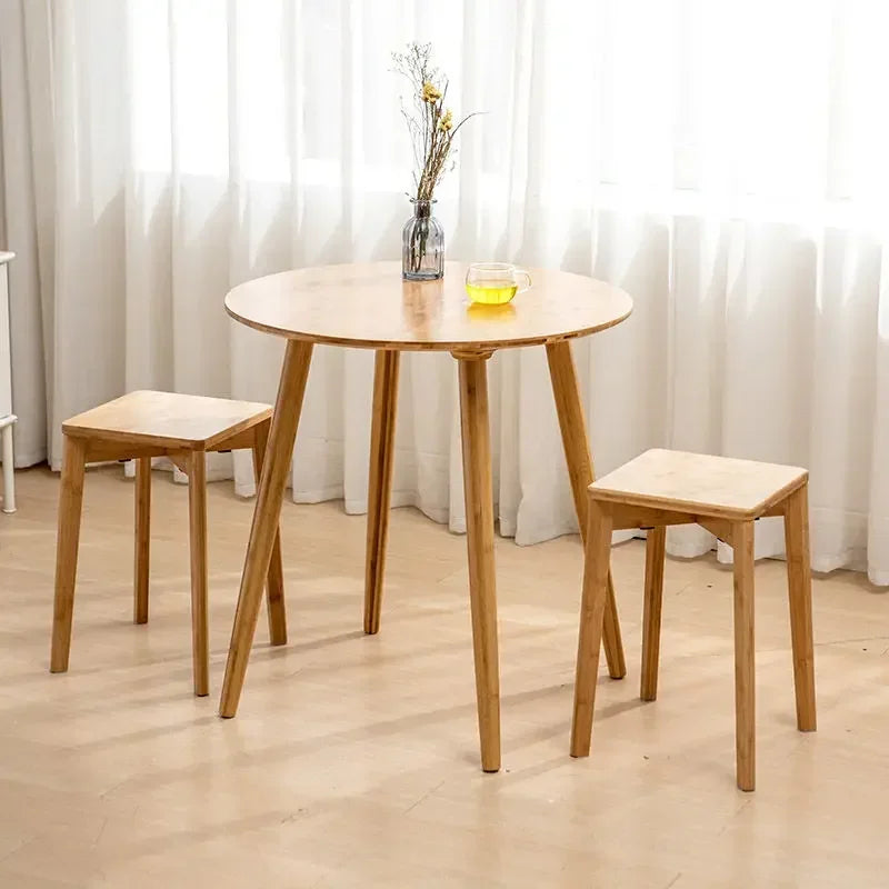 Nordic Small Coffee Table Tea Table Bamboo Side Tables Small Round Tables Modern Simple Balcony Negotiation Tables Living Room