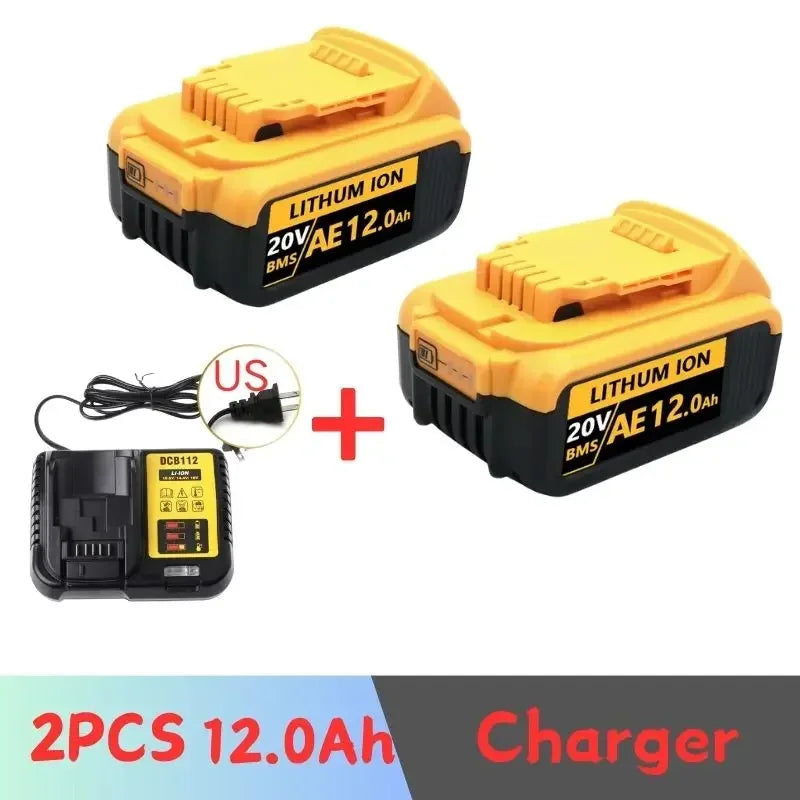 20V 18V DCB200 12.0Ah Replacement Li-ion Battery for DeWalt DCB205 DCB201 DCB203 Power Tool Battery 20 Volt MAX With Charger