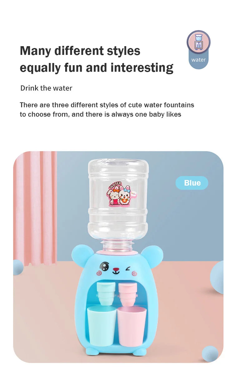 Mini Children Water Dispenser Toy Cute Cartoon Water Juice Milk Drinking Fountain Pretend Play Kitchen Toys for Boys Girls Gift