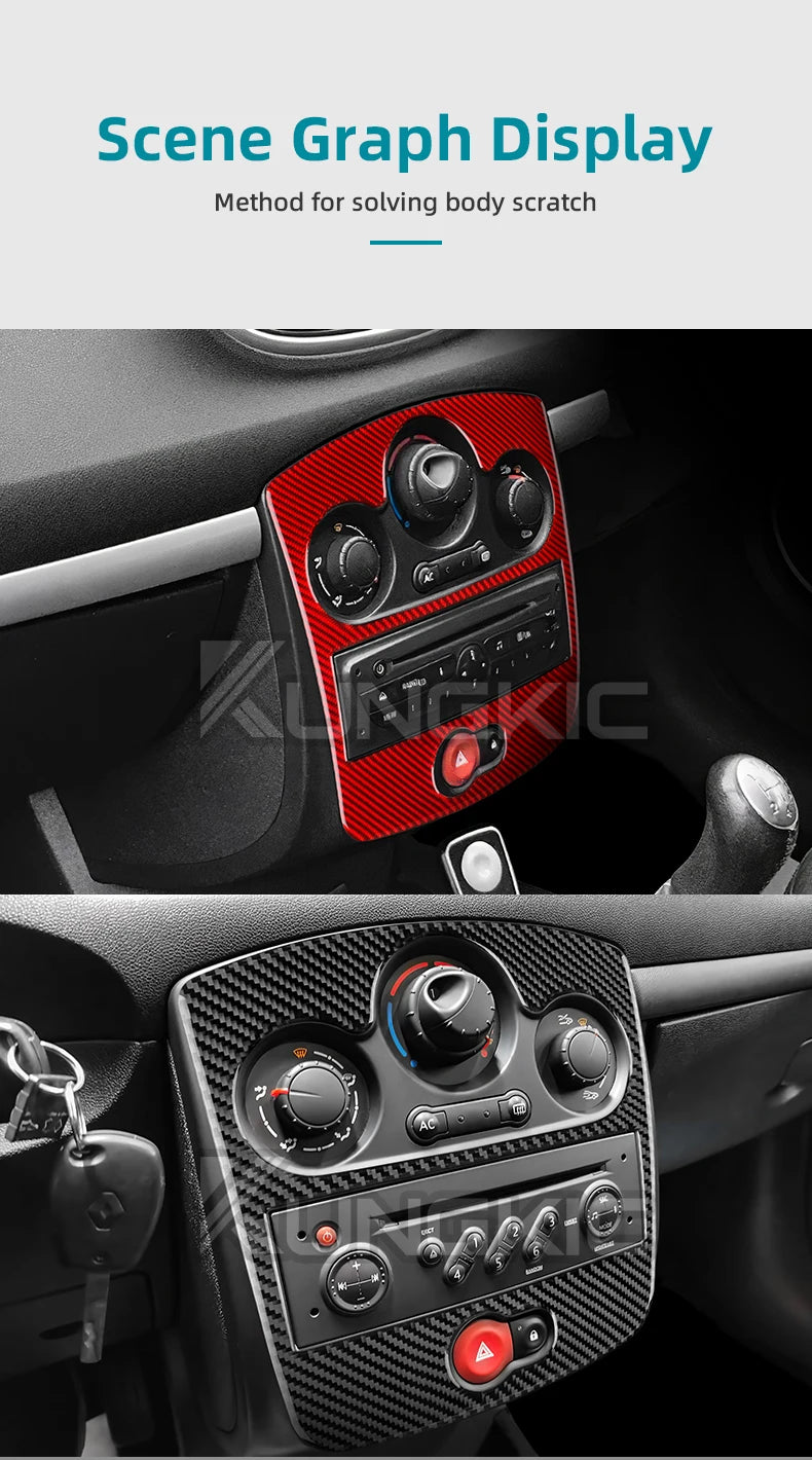 Real Soft Carbon Fiber Sticker For Renault Clio 3 2006 2007 2008 2009 2010 2011 2012 Car CD AC Panel Interior Accessories