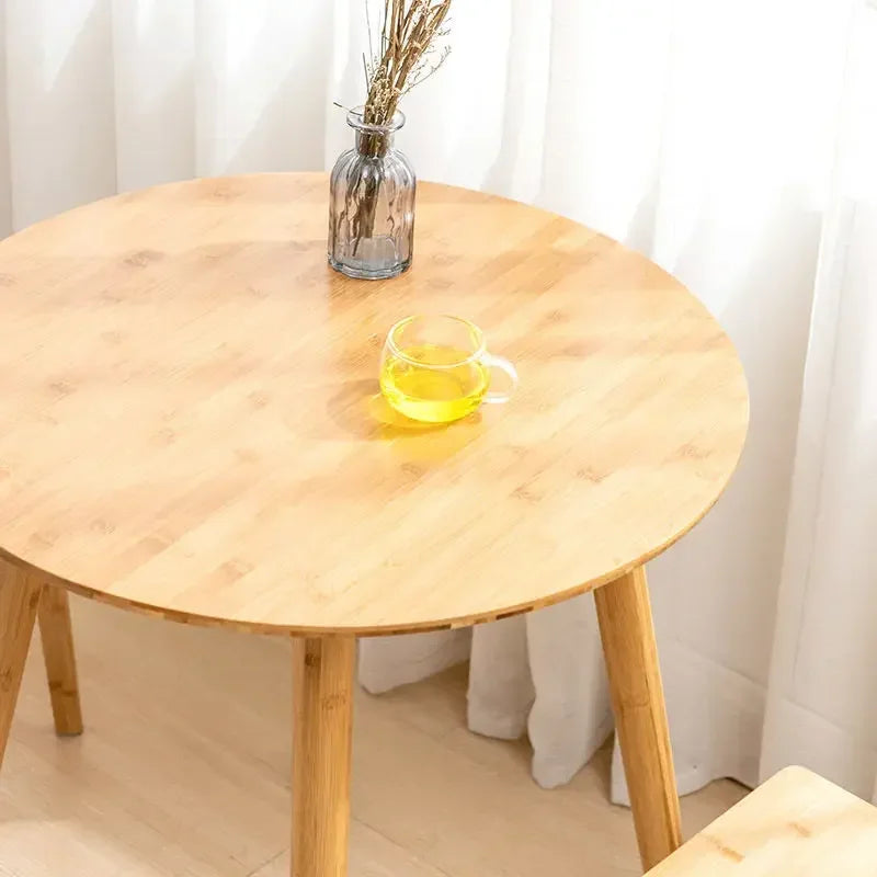 Nordic Small Coffee Table Tea Table Bamboo Side Tables Small Round Tables Modern Simple Balcony Negotiation Tables Living Room