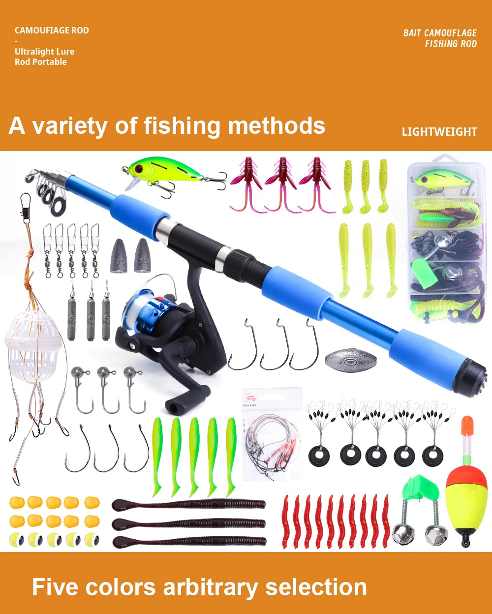 FTK 1.8/2.1m Telescopic Fishing Rod Reel Combo Full Kit Carbon Fiber Rod Pole Spinning Reel Fishing Bag Case Pesca Gear Set