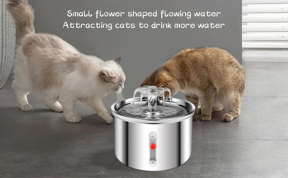 Dog Water Dispenser Automatic Pet Water Feeder 2L 100% Stainless Steel Pet Cat Water Fountion Easy to Clean and Use