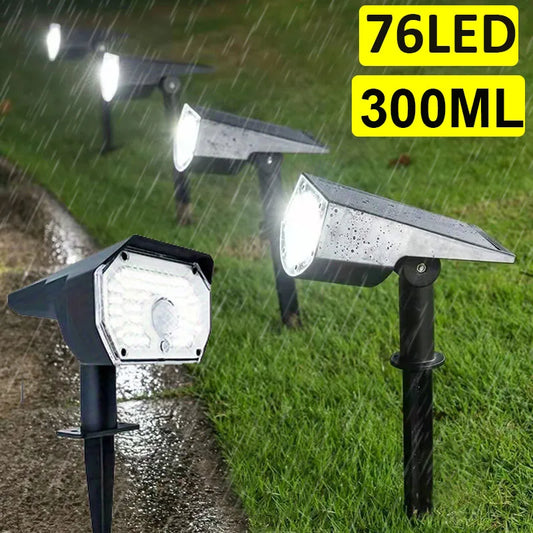 76LED Solar Spotlights Outdoor Motion Sensor Garden Landscape Light Waterproof 3 Modes Solar Lawn Lamp for Yard Pathway