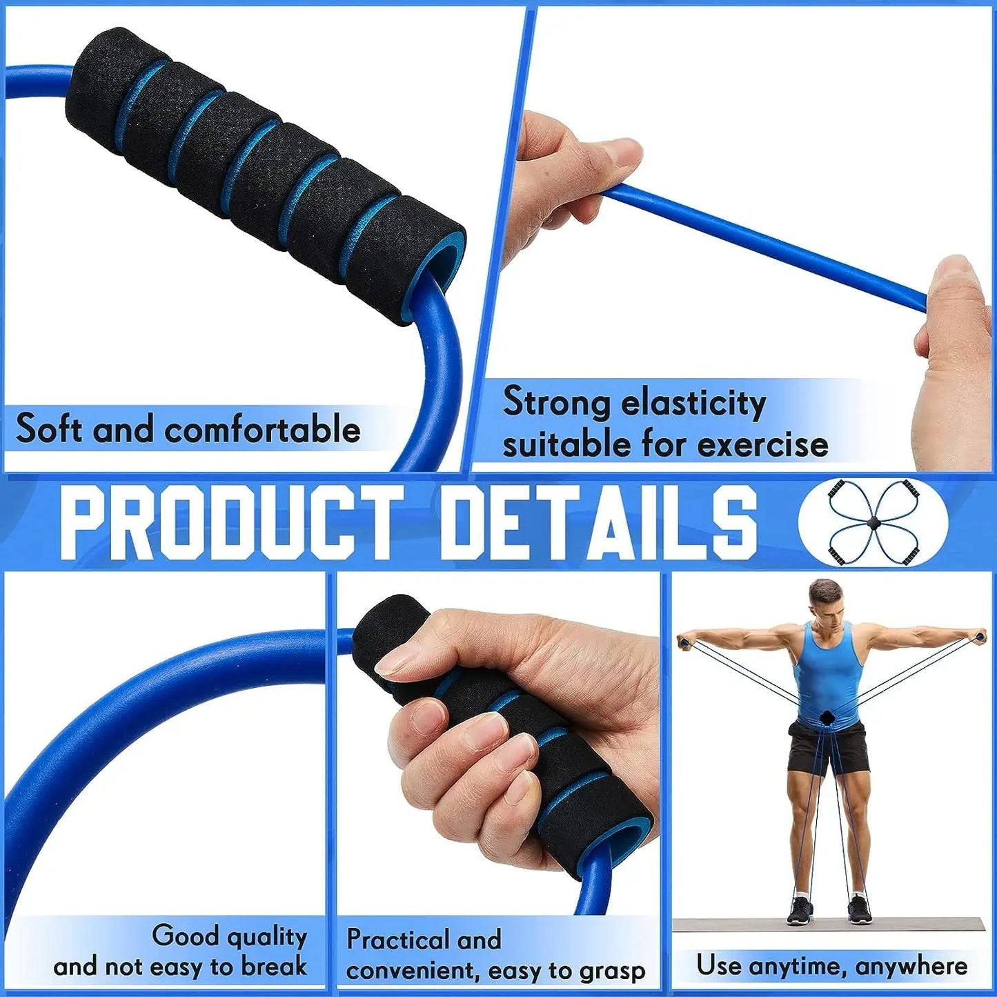 New Pilates Resistance Band Cross Exercise Band Elastic Loop Tube Strap with Comfort Grips Fitness Equipment   Yoga Workout