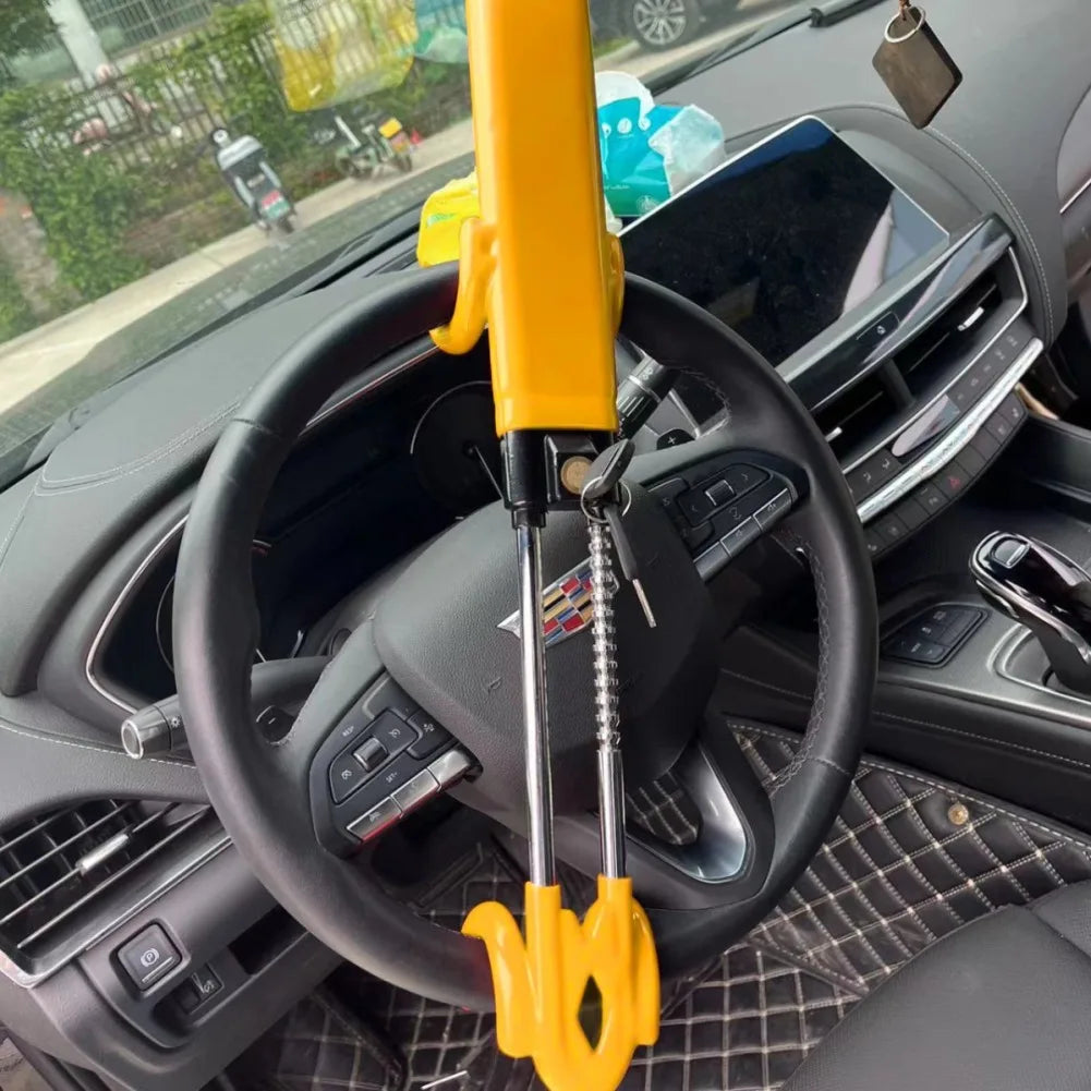 Vehicles Steering Wheel Lock Car Anti Theft Security Locking Device Adjustable Length Anti-Theft Wheel Lock With 2 Keys For SUVs